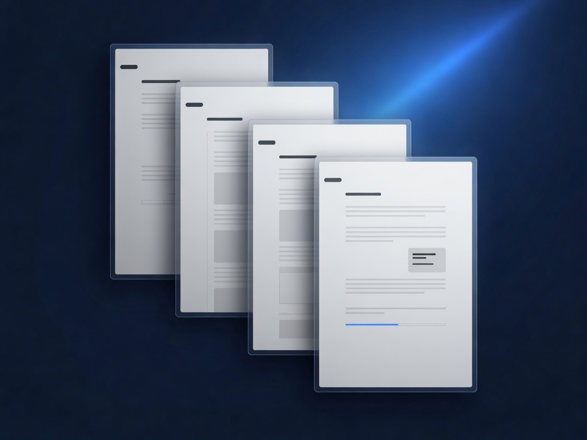 Layered Web Document pages floating diagonally